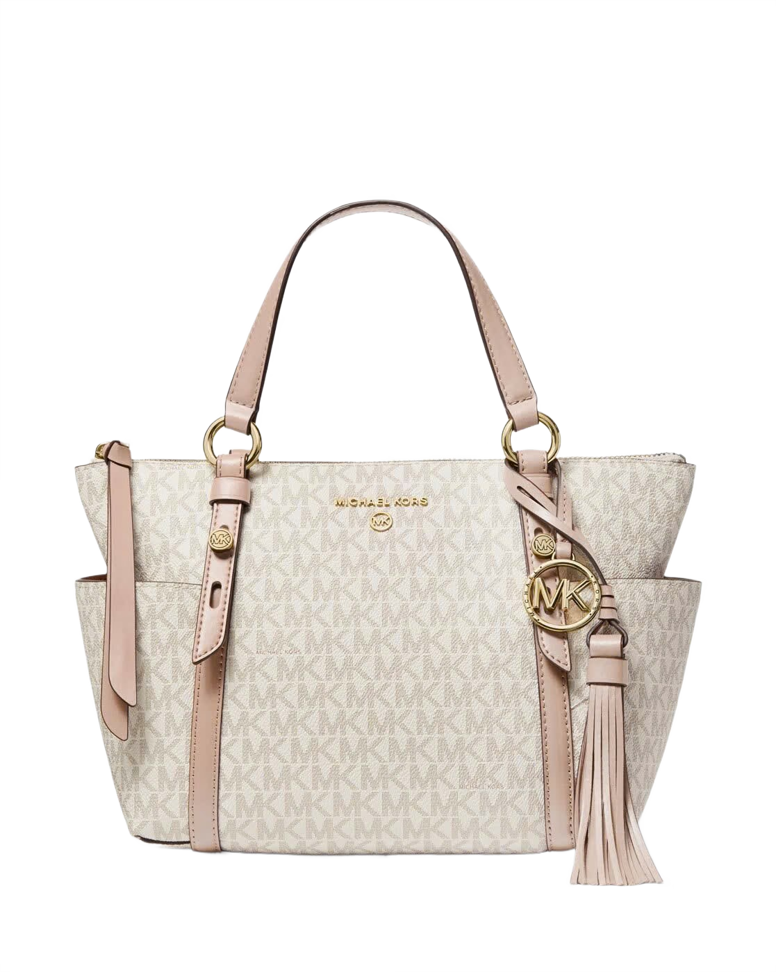 Sullivan Small Logo Top-Zip Tote Bag (Vanilla+Cream)