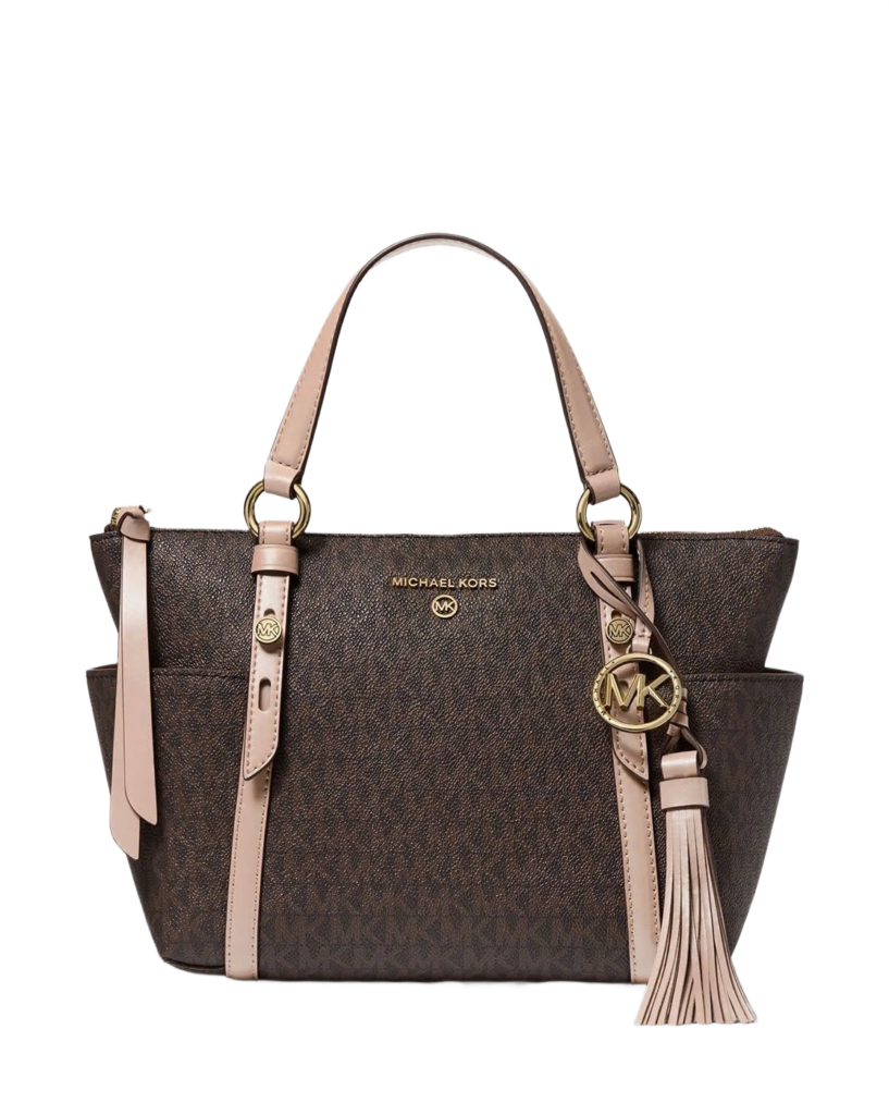 Sullivan Small Logo Top-Zip Tote Bag (Brown+Cream)