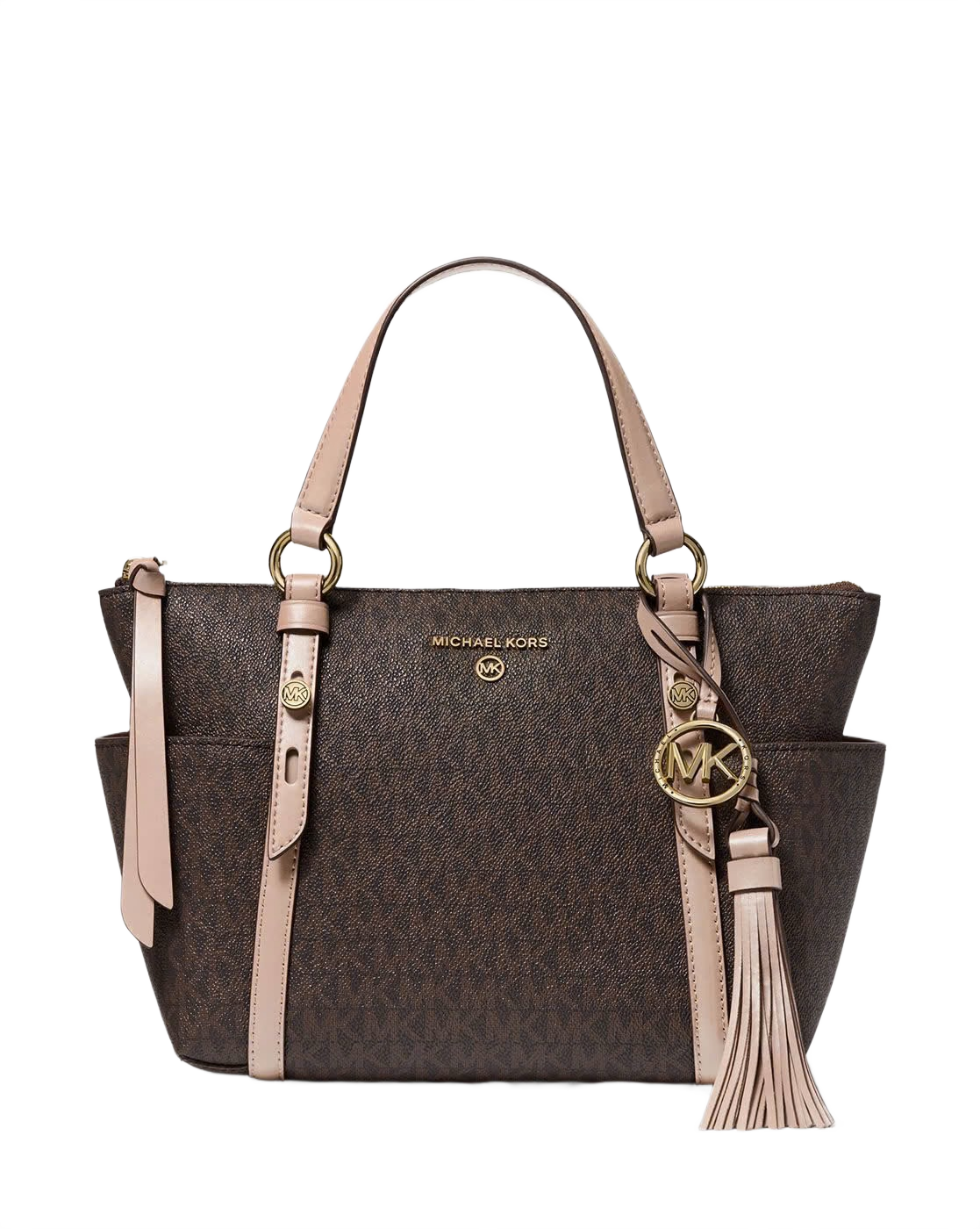 Sullivan Small Logo Top-Zip Tote Bag (Brown+Cream)