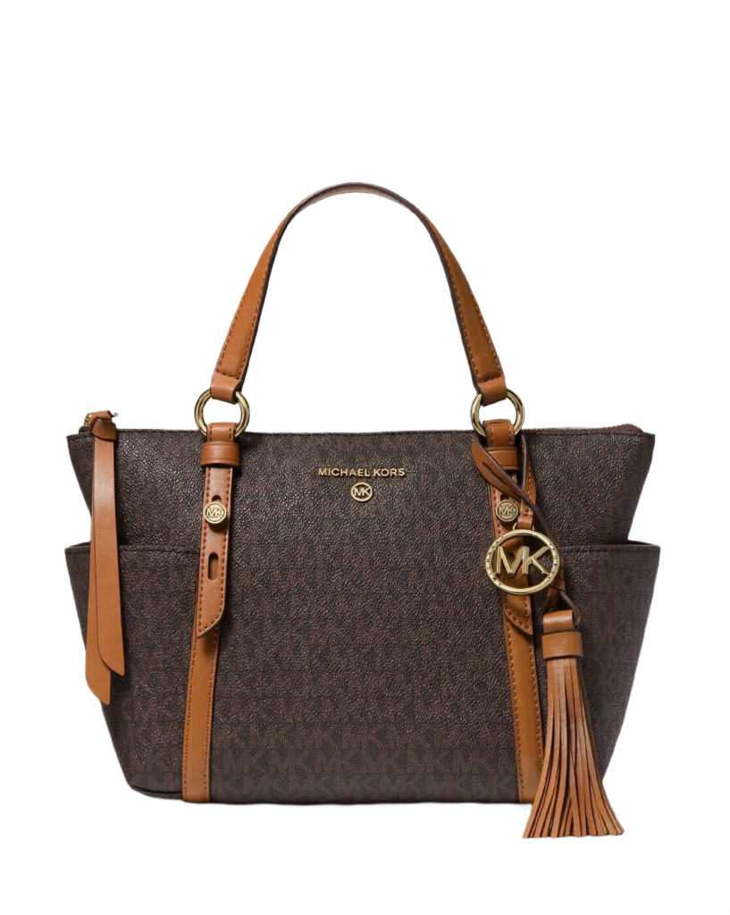 Sullivan Small Logo Top-Zip Tote Bag (Brown+Acorn)