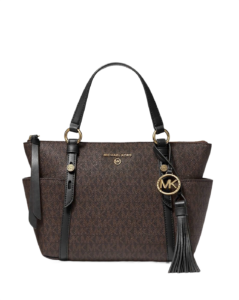 Sullivan Small Logo Top-Zip Tote Bag (Brown+Black)