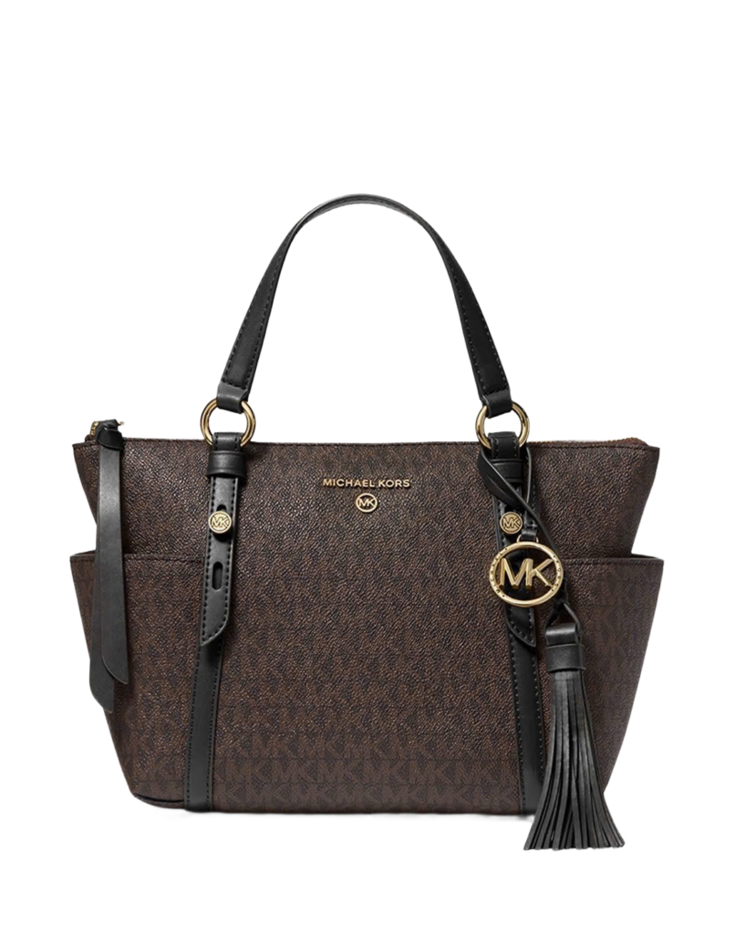 Sullivan Small Logo Top-Zip Tote Bag (Brown+Black)