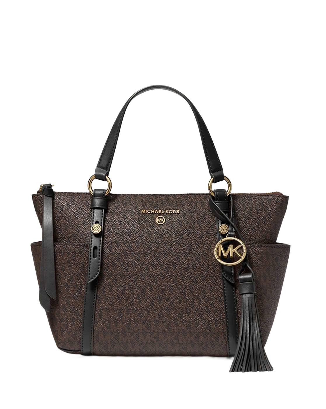 Sullivan Small Logo Top-Zip Tote Bag (Brown+Black)