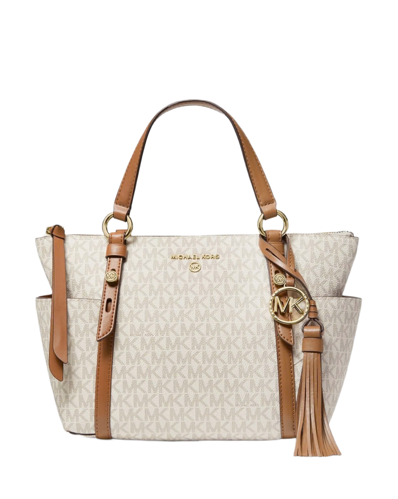 Sullivan Small Logo Top-Zip Tote Bag (Vanilla+Acorn)