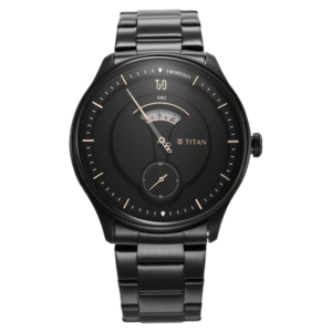 Quartet Black Dial Analog Stainless Steel Strap Watch for Men