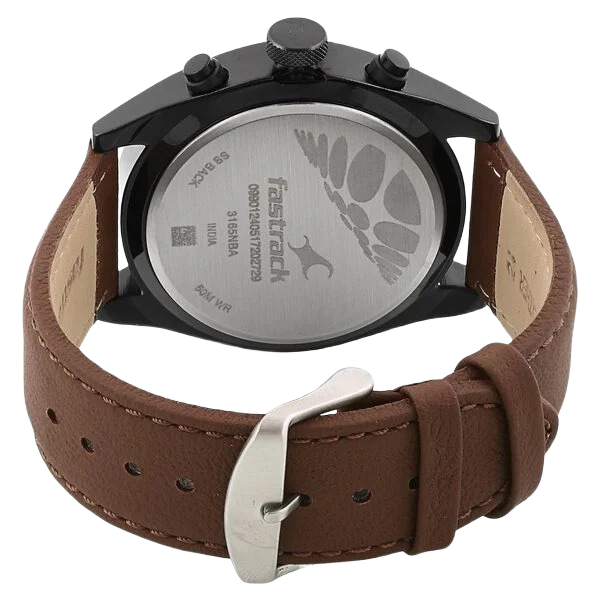 All Nighters Quartz Multifunction Black Dial Leather Strap Watch
