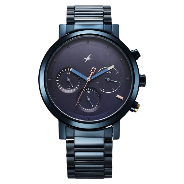 Tick Tock Quartz Analog Blue Dial With Blue Stainless Steel Strap Watch
