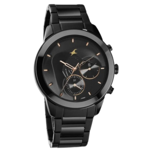 Cerame Quartz Multifunction Black Dial Black Steel & Ceramic Strap Watch