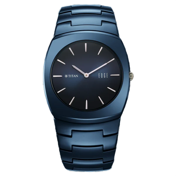 Edge Fumage Quartz Analog Blue Dial Blue Ceramic Strap Watch for Men