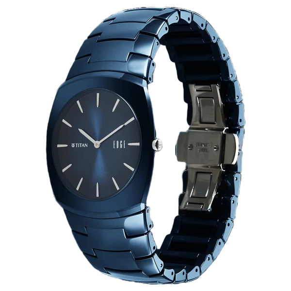 Edge Fumage Quartz Analog Blue Dial Blue Ceramic Strap Watch for Men