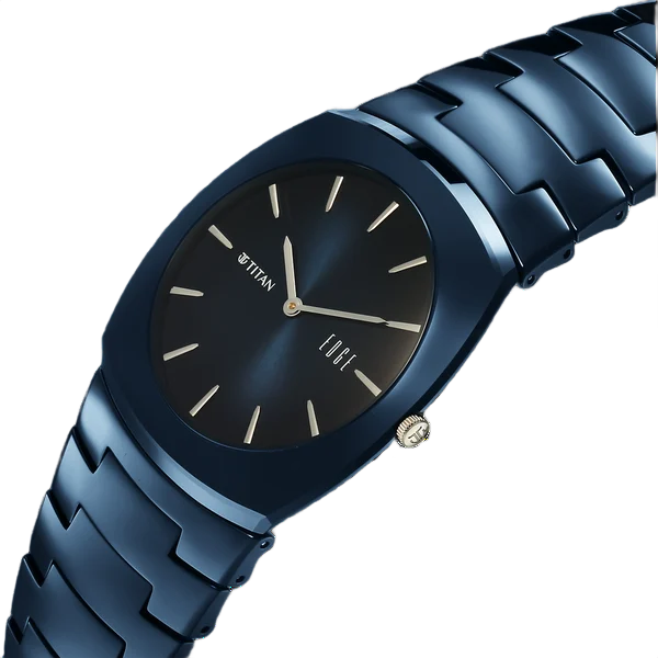 Edge Fumage Quartz Analog Blue Dial Blue Ceramic Strap Watch for Men