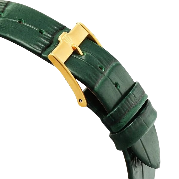 Edge Monture Quartz Analog Green Dial Green Leather Strap Watch for Men