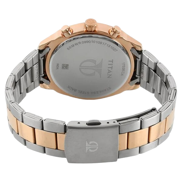 Workwear Quartz Multifunction Black Dial Two-Tone Stainless Steel Strap Watch for Men