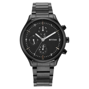 Neo Black Dial Quartz Multifunction Stainless Steel Strap Watch for Men