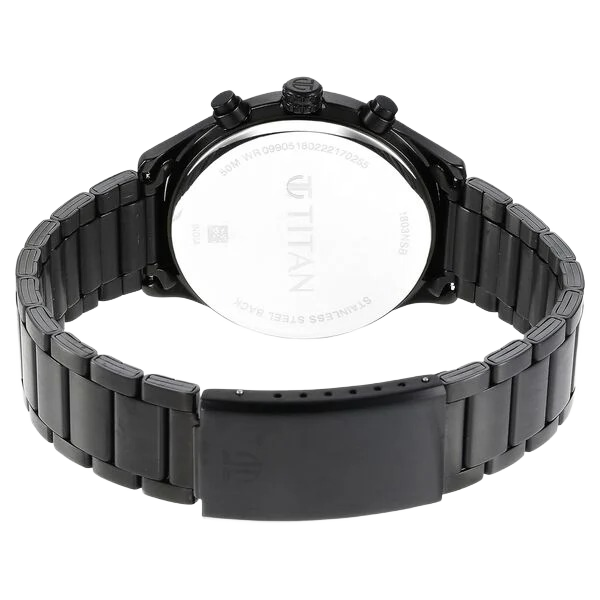 Neo Black Dial Quartz Multifunction Stainless Steel Strap Watch for Men