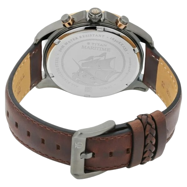 Men's Maritime Pro Lateen Sail Chronograph Quartz Watch – Sea Green Dial, Brown Leather Strap