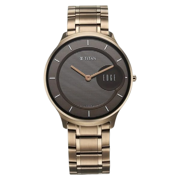 Edge Baseline Quartz Analog Brown Dial Brown & Matte Brown Stainless Steel Strap Watch for Men