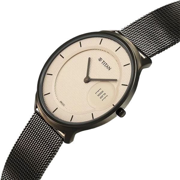 Edge Murals Quartz Analog Pink Dial Grey Stainless Steel Strap Watch for Men