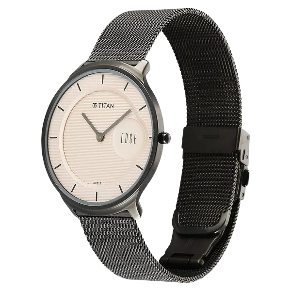Edge Murals Quartz Analog Pink Dial Grey Stainless Steel Strap Watch for Men