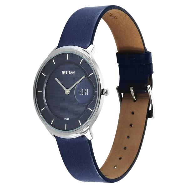 Edge Murals Quartz Analog Blue Dial Blue Leather Strap Watch for Men