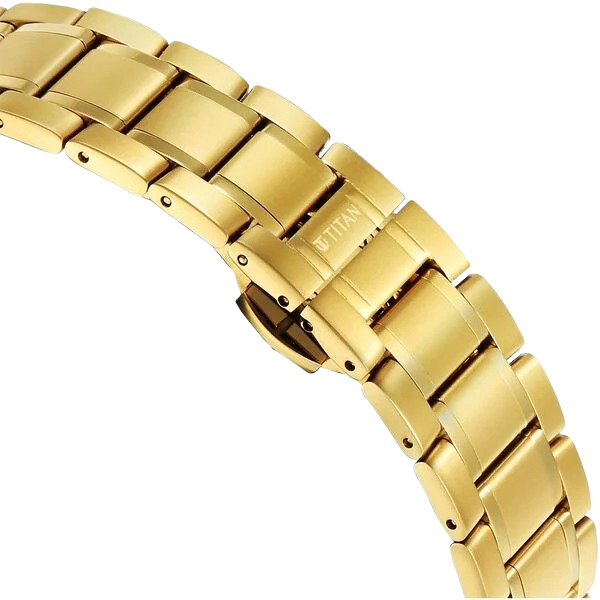 Edge Gleam Quartz Analog Green Dial Golden Stainless Steel Strap Watch for Men