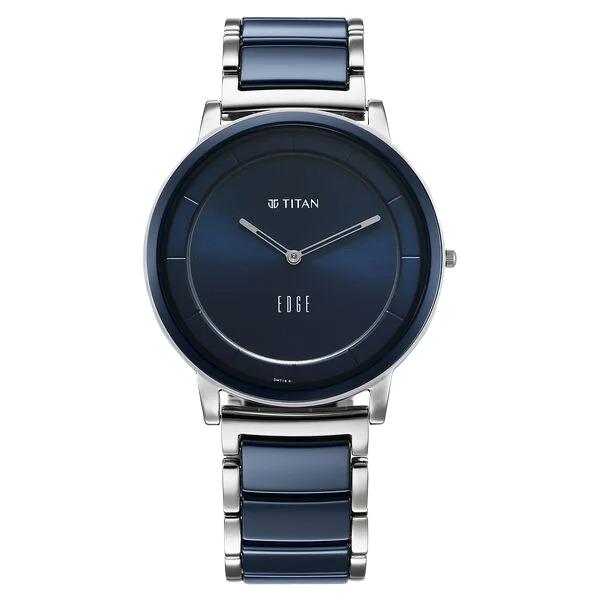 Edge Fusion Quartz Analog Blue Dial Blue Steel & Ceramic Strap Watch for Men