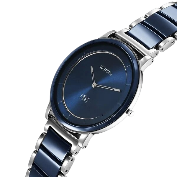 Edge Fusion Quartz Analog Blue Dial Blue Steel & Ceramic Strap Watch for Men