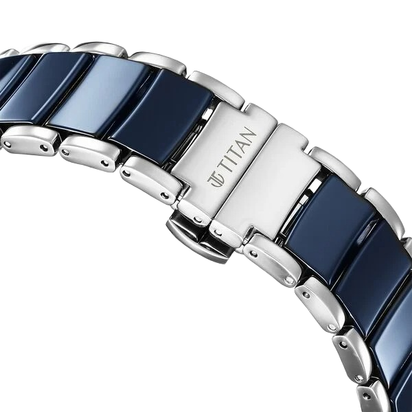 Edge Fusion Quartz Analog Blue Dial Blue Steel & Ceramic Strap Watch for Men