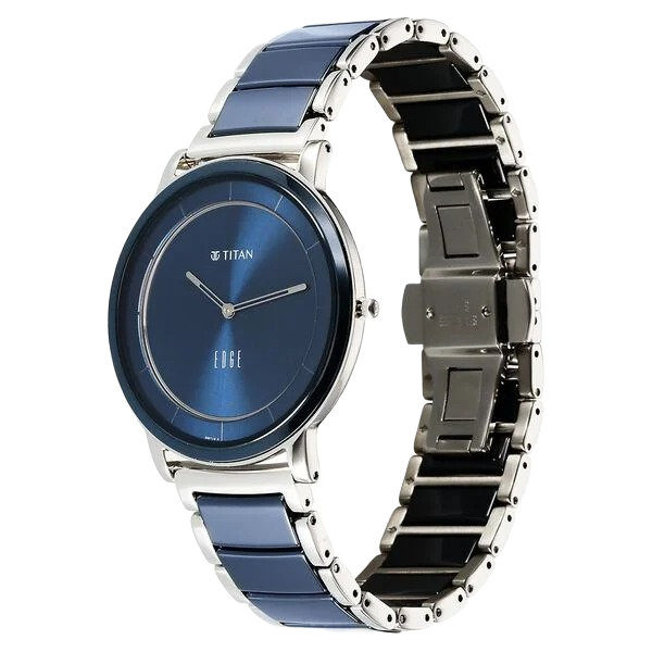 Edge Fusion Quartz Analog Blue Dial Blue Steel & Ceramic Strap Watch for Men