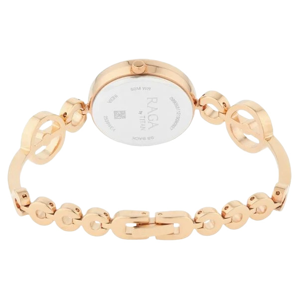 Raga Quartz Analog Mother of Pearl Dial Rose Gold Metal Strap Watch for Women