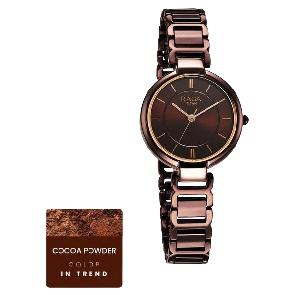 Raga Delight Quartz Analog Brown Dial Brown Metal Strap Watch for Women