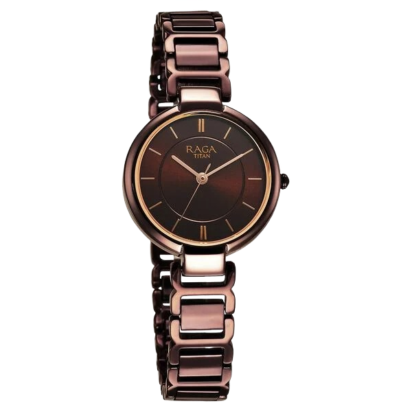 Raga Delight Quartz Analog Brown Dial Brown Metal Strap Watch for Women