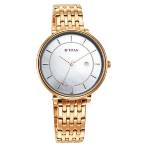 Premium Workwear White Dial Analog with Date Stainless Steel Strap Watch for Women