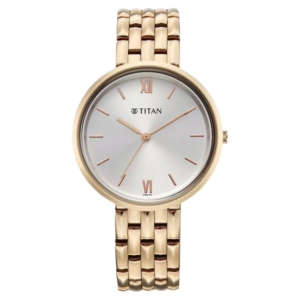 Neo Quartz Analog White Dial Rose Gold Metal Strap Watch for Women