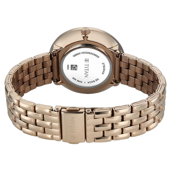 Neo Quartz Analog White Dial Rose Gold Metal Strap Watch for Women