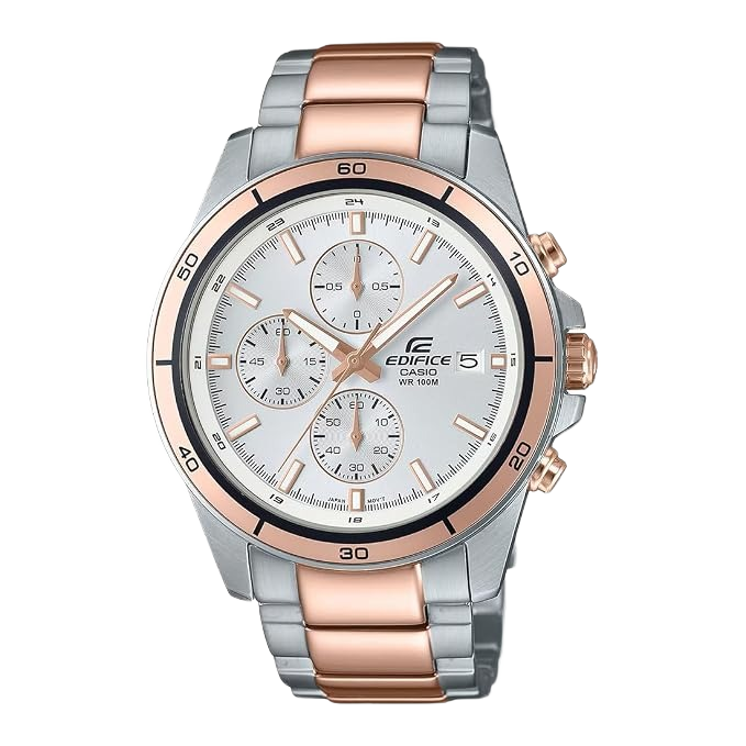 Edifice EFR-526SG-7A5V Analog Silver Dial Silver & Rose Gold Stainless Steel Band Watch for Men