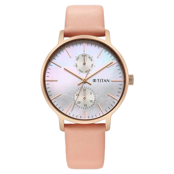 Workwear Slimline Mother Of Pearl Dial Analog Leather Strap Watch for Women