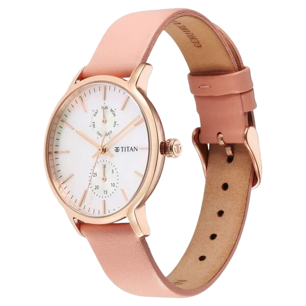 Workwear Slimline Mother Of Pearl Dial Analog Leather Strap Watch for Women