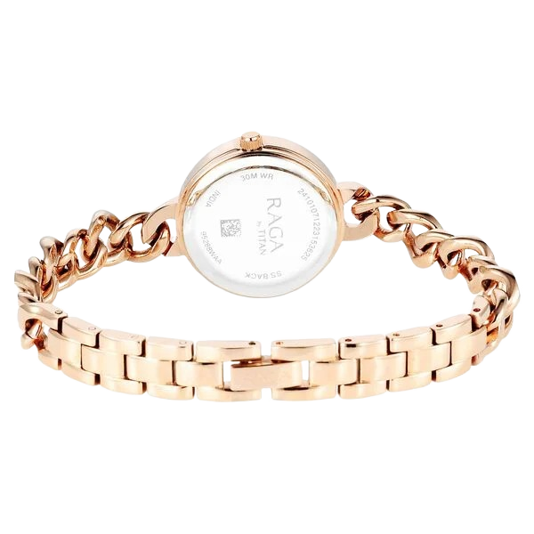 Raga Showstopper Quartz Analog Rose Gold Round Dial Rose Gold Metal Strap Watch For Women