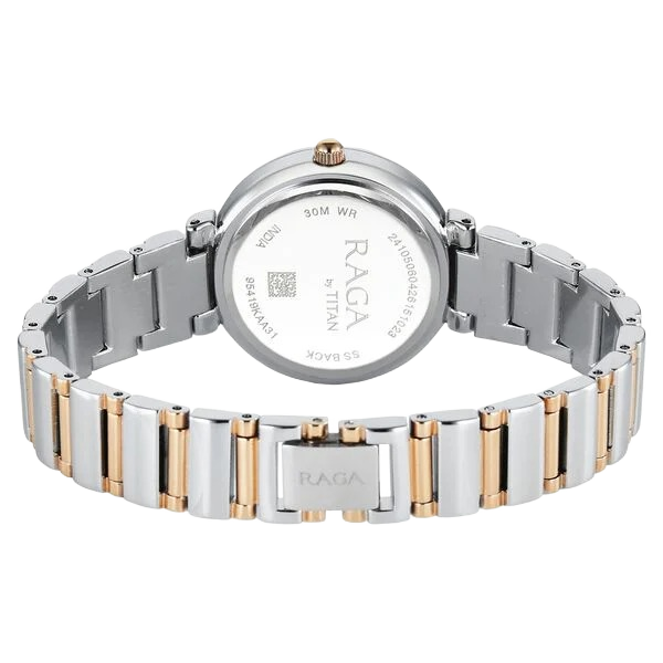 Raga Spotlight Quartz Analog Mother of Pearl Dial Two Toned Metal Strap Watch For Women