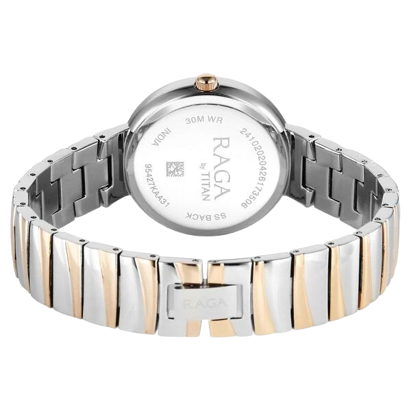 Raga Spotlight Quartz Analog Silver Dial Two Toned Metal Strap Watch For Women