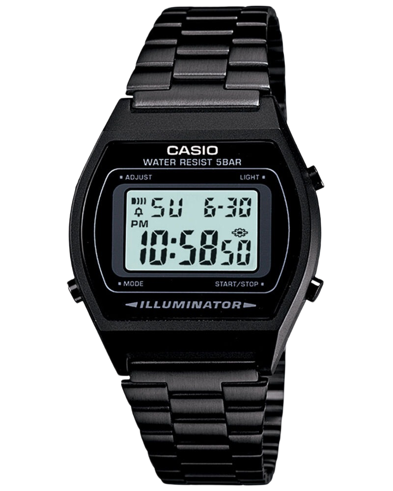Vintage B640WB-1A Digital Black Stainless Steel Band Watch