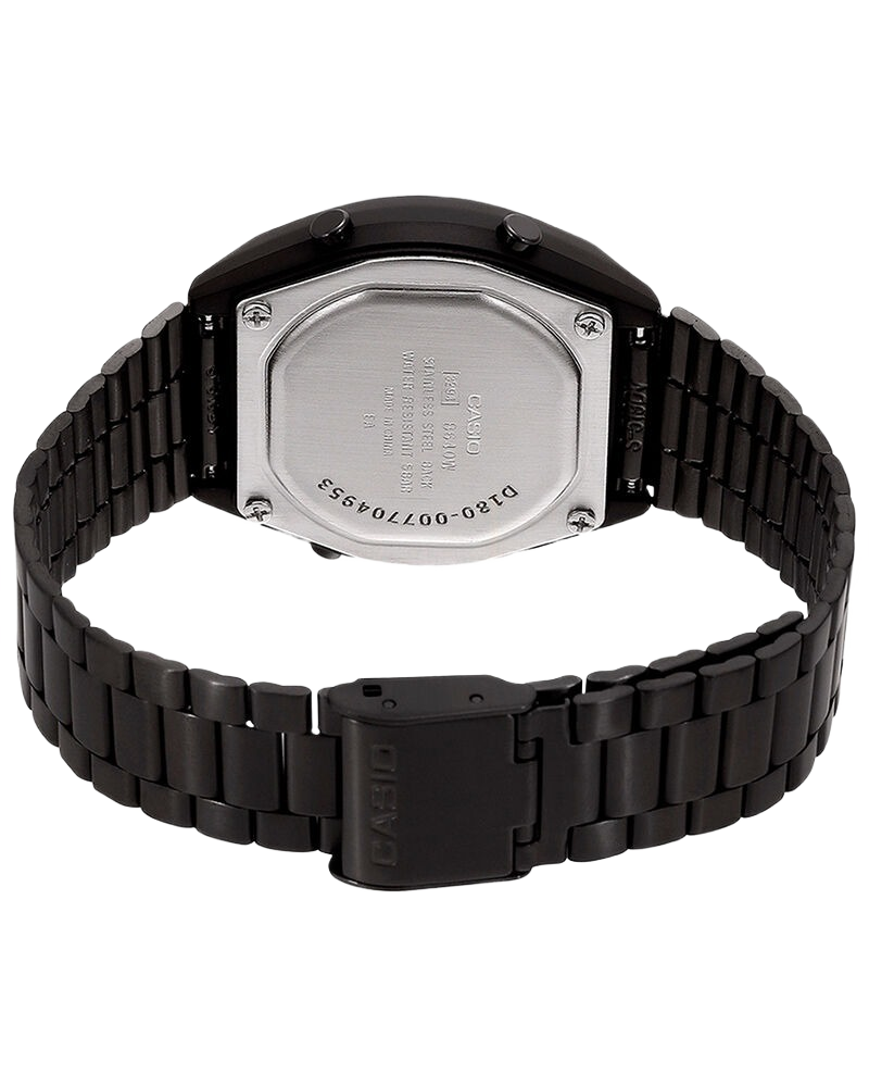 Vintage B640WB-1A Digital Black Stainless Steel Band Watch