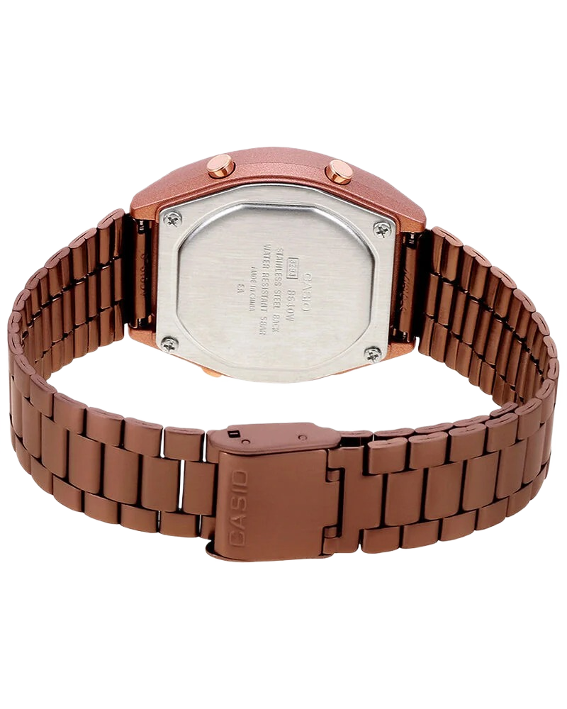 Vintage B640WCG-5 Digital Rose Gold Dial Rose Gold Stainless Steel Band Watch