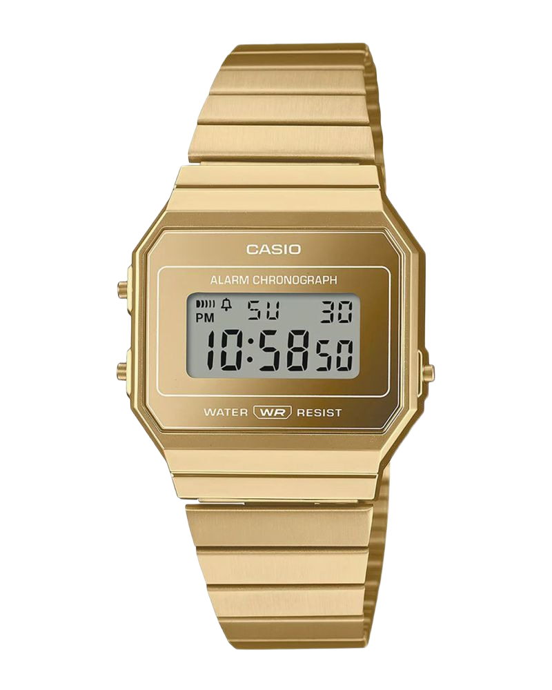 Vintage A700WEVG-9A Digital Gold Stainless Steel Band Watch