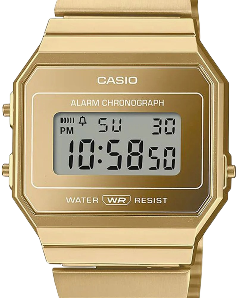 Vintage A700WEVG-9A Digital Gold Stainless Steel Band Watch