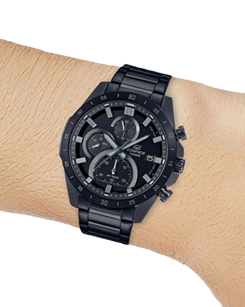 Edifice EFR-571MDC-1AVUDF Black Analog Dial Black Stainless Steel Band Watch for Men