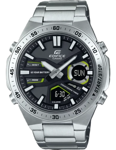 Edifice EFV-C110D-1A3VDF Analog-Digital Black Dial Stainless Steel Band Watch for Men