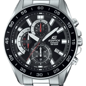 Edifice EFV-550D-1AV Analog Black Dial Silver Stainless Steel Band Watch for Men