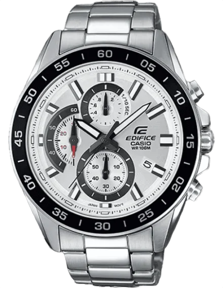 Edifice EFV-550D-7AVUDF Analog White Dial Silver Stainless Steel Band Watch for Men